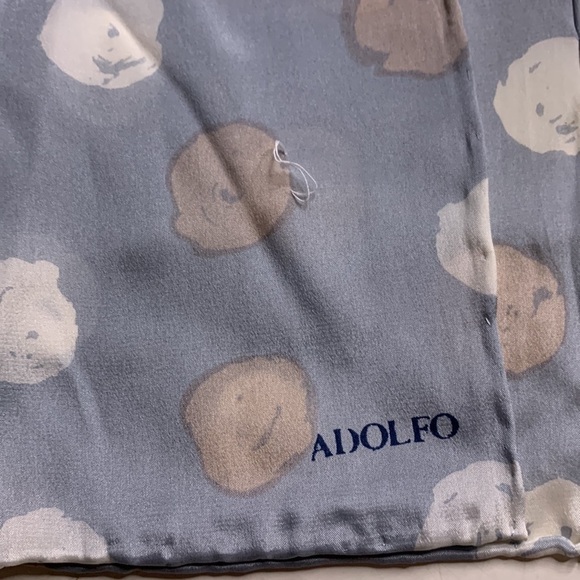 Vintage Adolfo silk neck scarf soft pastels brush stroke print - Picture 2 of 7